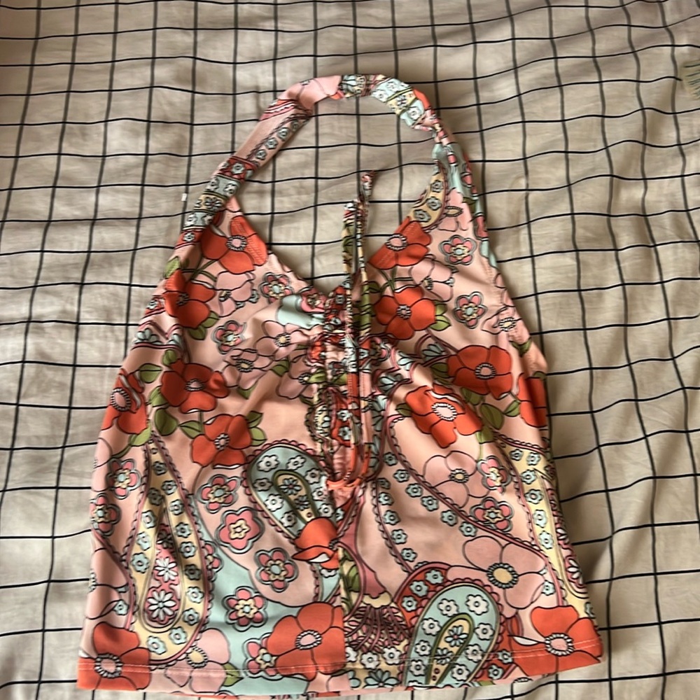 Colorful Flower Halter Top